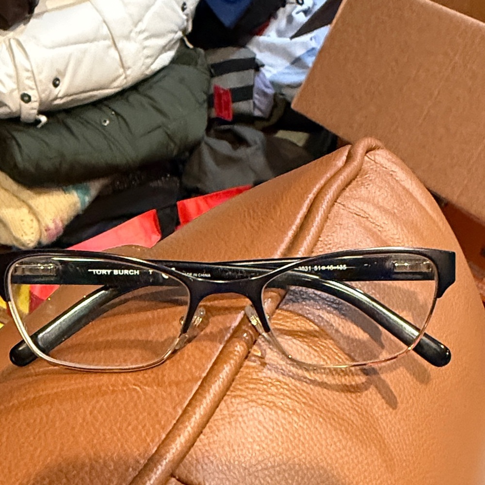 Tory Burch Black and Gold Semi-Rim Cat-Eye Glasses